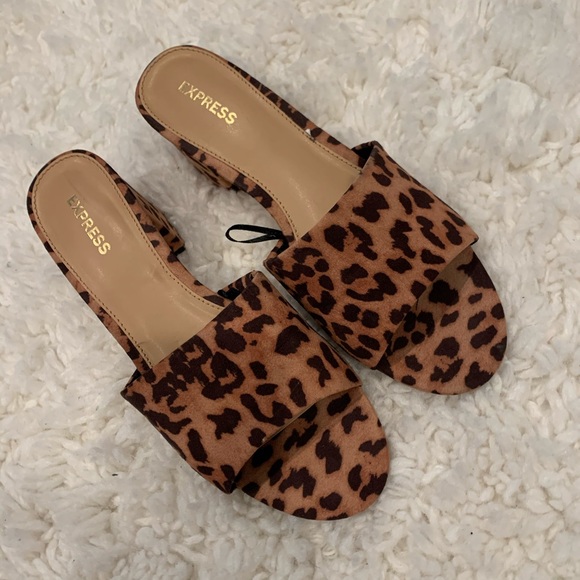 leopard print heeled mules